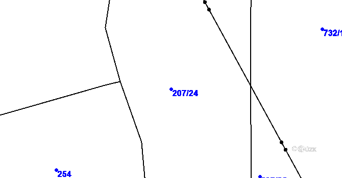 Parcela st. 207/24 v KÚ Spůle u Čkyně, Katastrální mapa