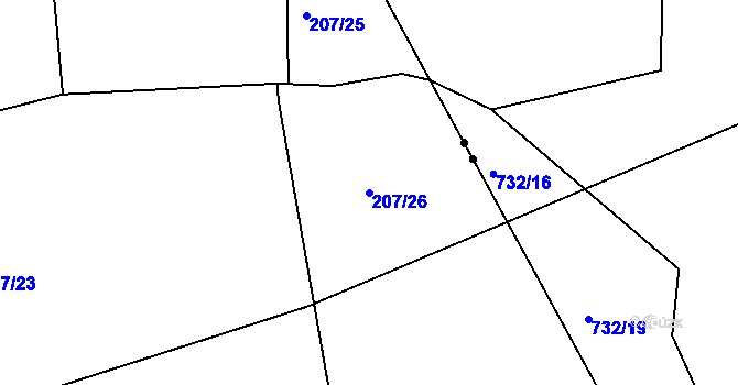 Parcela st. 207/26 v KÚ Spůle u Čkyně, Katastrální mapa