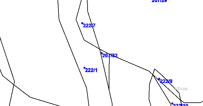 Parcela st. 207/32 v KÚ Spůle u Čkyně, Katastrální mapa