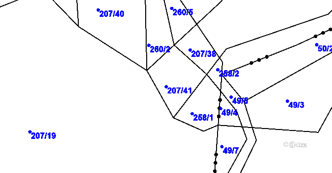 Parcela st. 207/41 v KÚ Spůle u Čkyně, Katastrální mapa