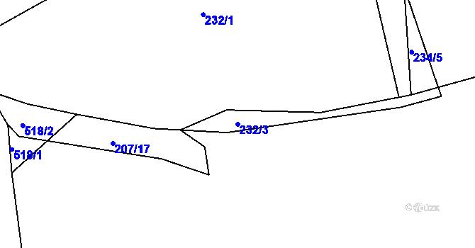 Parcela st. 232/3 v KÚ Spůle u Čkyně, Katastrální mapa