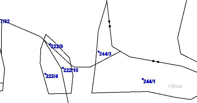 Parcela st. 244/3 v KÚ Spůle u Čkyně, Katastrální mapa