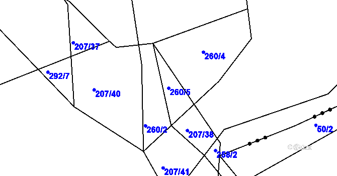Parcela st. 260/5 v KÚ Spůle u Čkyně, Katastrální mapa