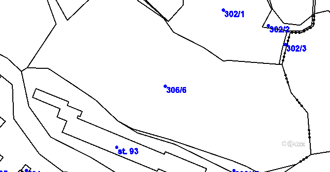 Parcela st. 306/6 v KÚ Spůle u Čkyně, Katastrální mapa