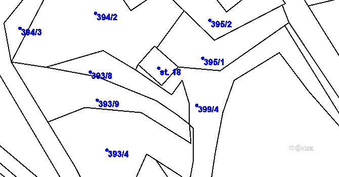Parcela st. 393/12 v KÚ Spůle u Čkyně, Katastrální mapa