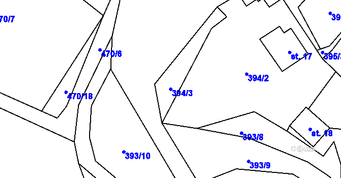 Parcela st. 394/3 v KÚ Spůle u Čkyně, Katastrální mapa