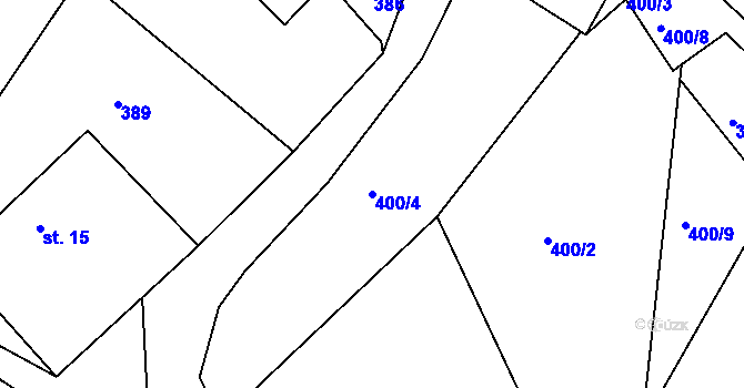 Parcela st. 400/4 v KÚ Spůle u Čkyně, Katastrální mapa
