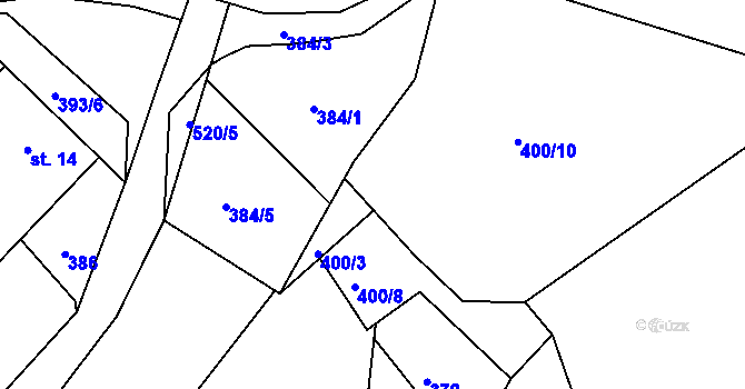 Parcela st. 400/7 v KÚ Spůle u Čkyně, Katastrální mapa