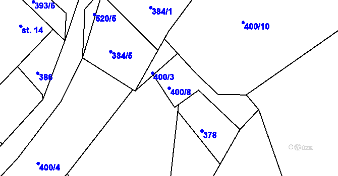 Parcela st. 400/8 v KÚ Spůle u Čkyně, Katastrální mapa