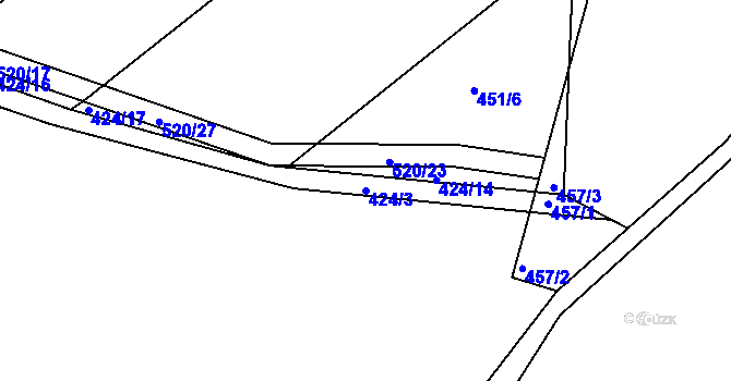 Parcela st. 424/3 v KÚ Spůle u Čkyně, Katastrální mapa