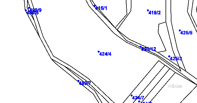 Parcela st. 424/4 v KÚ Spůle u Čkyně, Katastrální mapa