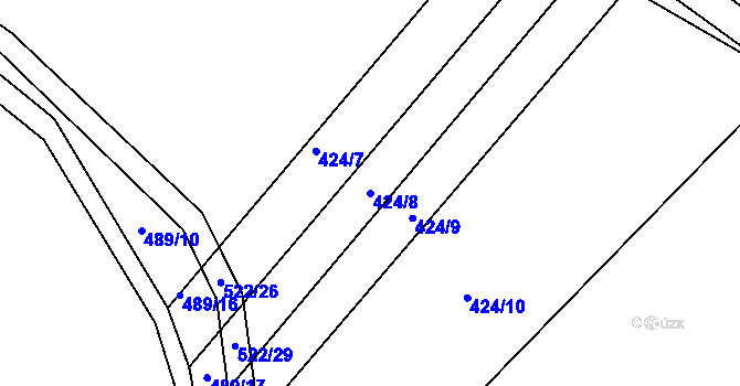Parcela st. 424/8 v KÚ Spůle u Čkyně, Katastrální mapa