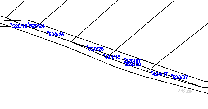 Parcela st. 424/15 v KÚ Spůle u Čkyně, Katastrální mapa