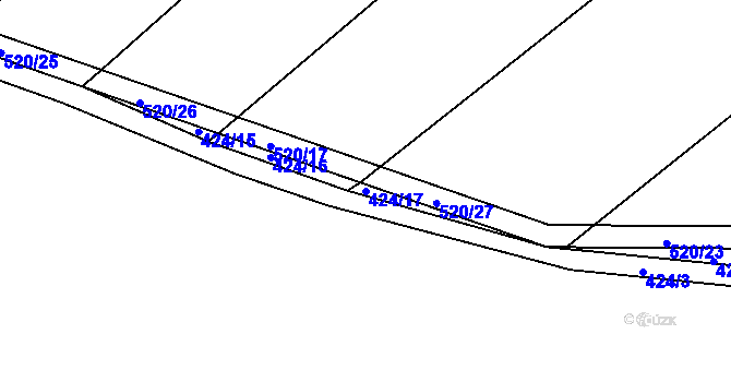 Parcela st. 424/17 v KÚ Spůle u Čkyně, Katastrální mapa