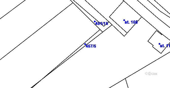 Parcela st. 457/5 v KÚ Spůle u Čkyně, Katastrální mapa