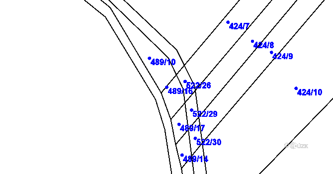 Parcela st. 489/16 v KÚ Spůle u Čkyně, Katastrální mapa