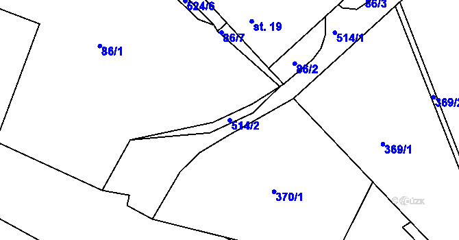 Parcela st. 514/2 v KÚ Spůle u Čkyně, Katastrální mapa
