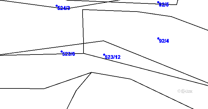 Parcela st. 523/12 v KÚ Spůle u Čkyně, Katastrální mapa