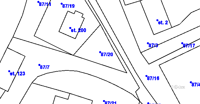 Parcela st. 87/20 v KÚ Člunek, Katastrální mapa