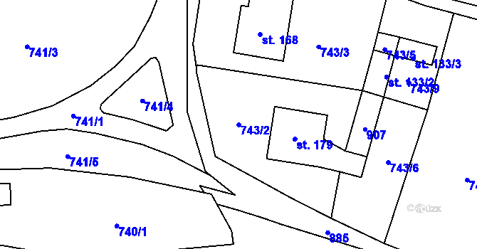 Parcela st. 743/2 v KÚ Člunek, Katastrální mapa