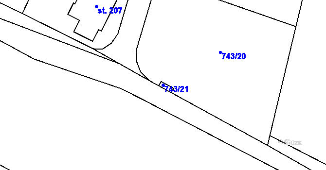 Parcela st. 743/21 v KÚ Člunek, Katastrální mapa