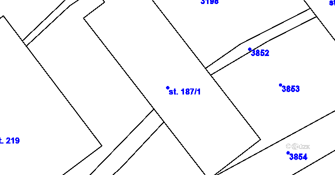 Parcela st. 187/1 v KÚ Člunek, Katastrální mapa