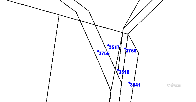 Parcela st. 3755 v KÚ Člunek, Katastrální mapa