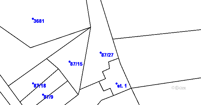 Parcela st. 87/27 v KÚ Člunek, Katastrální mapa