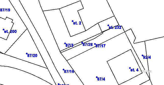 Parcela st. 87/28 v KÚ Člunek, Katastrální mapa