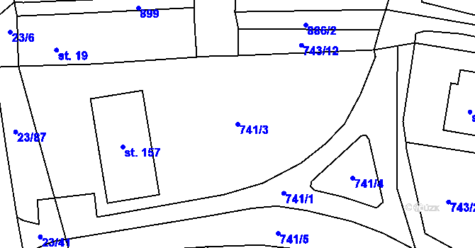 Parcela st. 741/3 v KÚ Člunek, Katastrální mapa