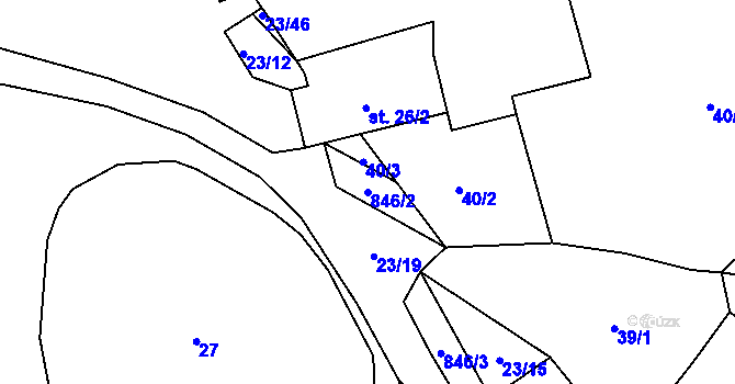 Parcela st. 846/2 v KÚ Člunek, Katastrální mapa