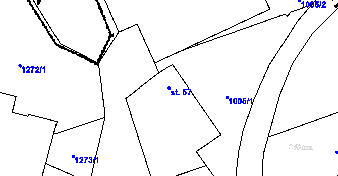 Parcela st. 57 v KÚ Kunějov, Katastrální mapa