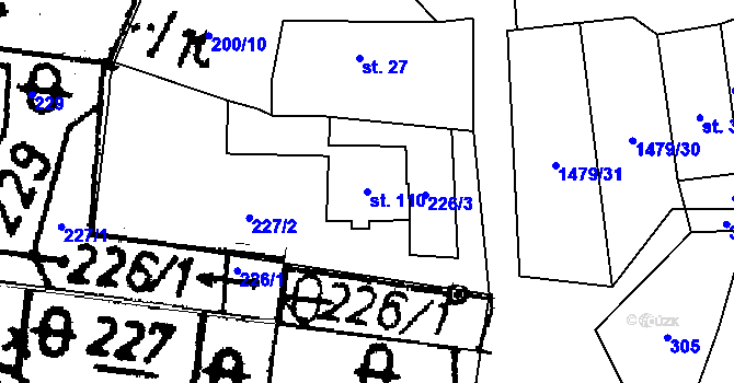 Parcela st. 110 v KÚ Kunějov, Katastrální mapa