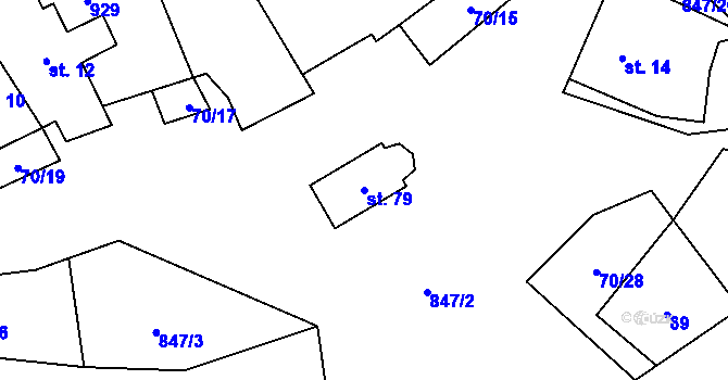 Parcela st. 79 v KÚ Lomy u Kunžaku, Katastrální mapa