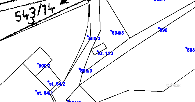 Parcela st. 123 v KÚ Lomy u Kunžaku, Katastrální mapa