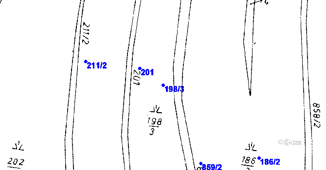 Parcela st. 198/3 v KÚ Lomy u Kunžaku, Katastrální mapa