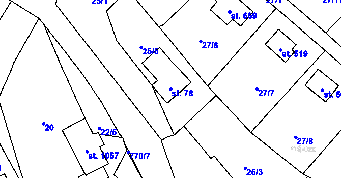Parcela st. 78 v KÚ Čtyřkoly, Katastrální mapa