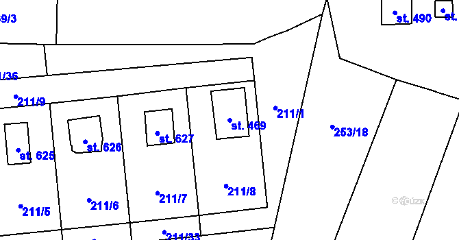 Parcela st. 469 v KÚ Čtyřkoly, Katastrální mapa