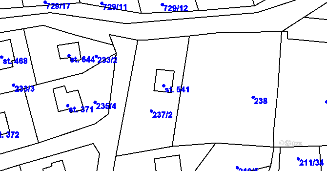 Parcela st. 541 v KÚ Čtyřkoly, Katastrální mapa