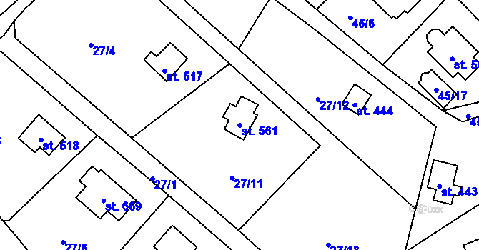 Parcela st. 561 v KÚ Čtyřkoly, Katastrální mapa