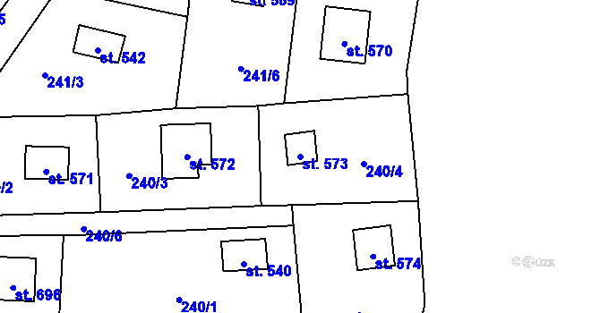 Parcela st. 573 v KÚ Čtyřkoly, Katastrální mapa