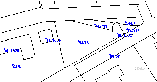 Parcela st. 98/73 v KÚ Čtyřkoly, Katastrální mapa