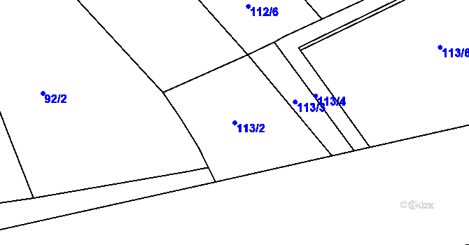 Parcela st. 113/2 v KÚ Čtyřkoly, Katastrální mapa