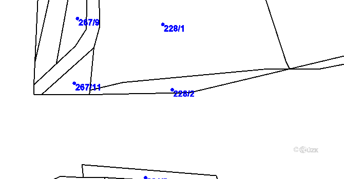 Parcela st. 228/2 v KÚ Čtyřkoly, Katastrální mapa