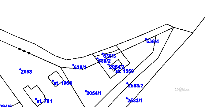Parcela st. 638/3 v KÚ Čtyřkoly, Katastrální mapa