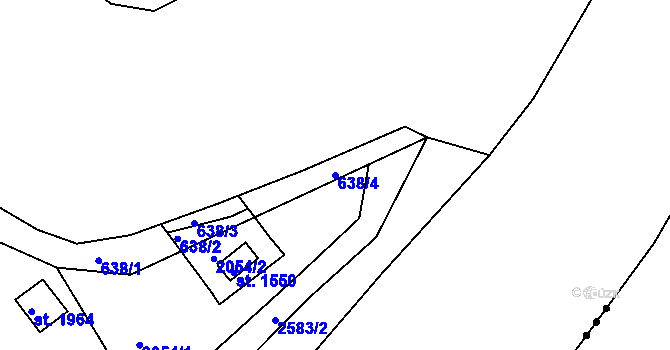 Parcela st. 638/4 v KÚ Čtyřkoly, Katastrální mapa