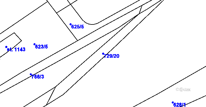 Parcela st. 729/20 v KÚ Čtyřkoly, Katastrální mapa
