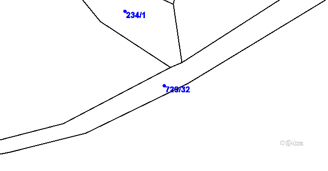 Parcela st. 729/32 v KÚ Čtyřkoly, Katastrální mapa