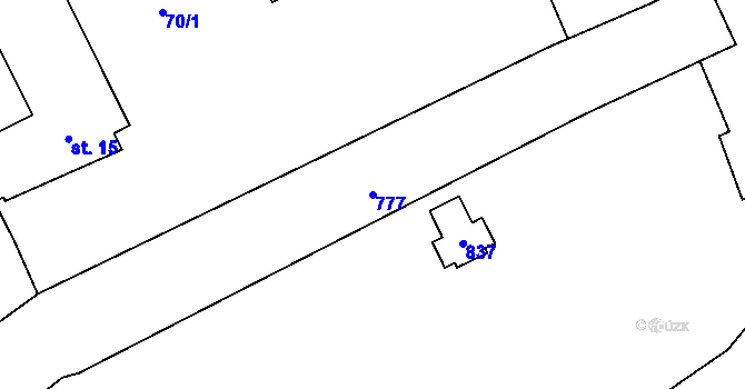 Parcela st. 777 v KÚ Čtyřkoly, Katastrální mapa