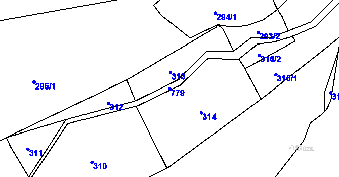 Parcela st. 779 v KÚ Čtyřkoly, Katastrální mapa